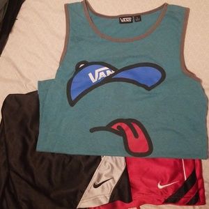Van's tank and 2 pairs of Nike basketball shorts